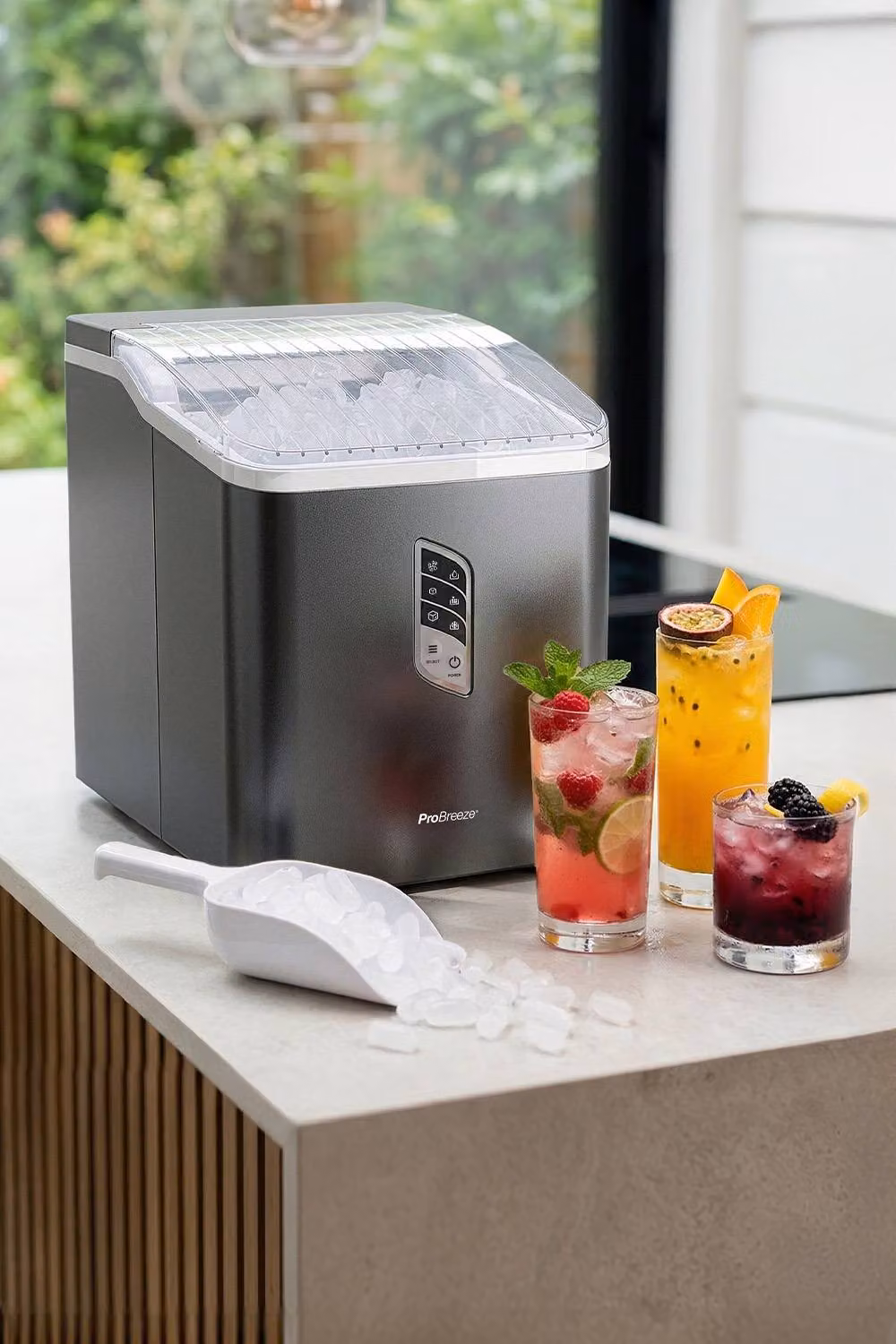 Pro Breeze Countertop Ice Cube Maker in Dark Grey with 2L Capacity and 15kg Daily Output – 2