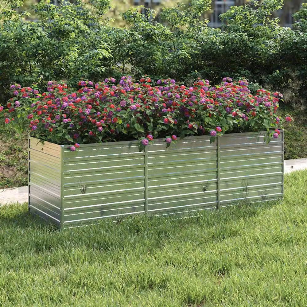 Berkfield Home Garden Galvanised Steel Raised Bed in Silver, W: 240 cm, D: 80 cm, H: 77 cm – 2