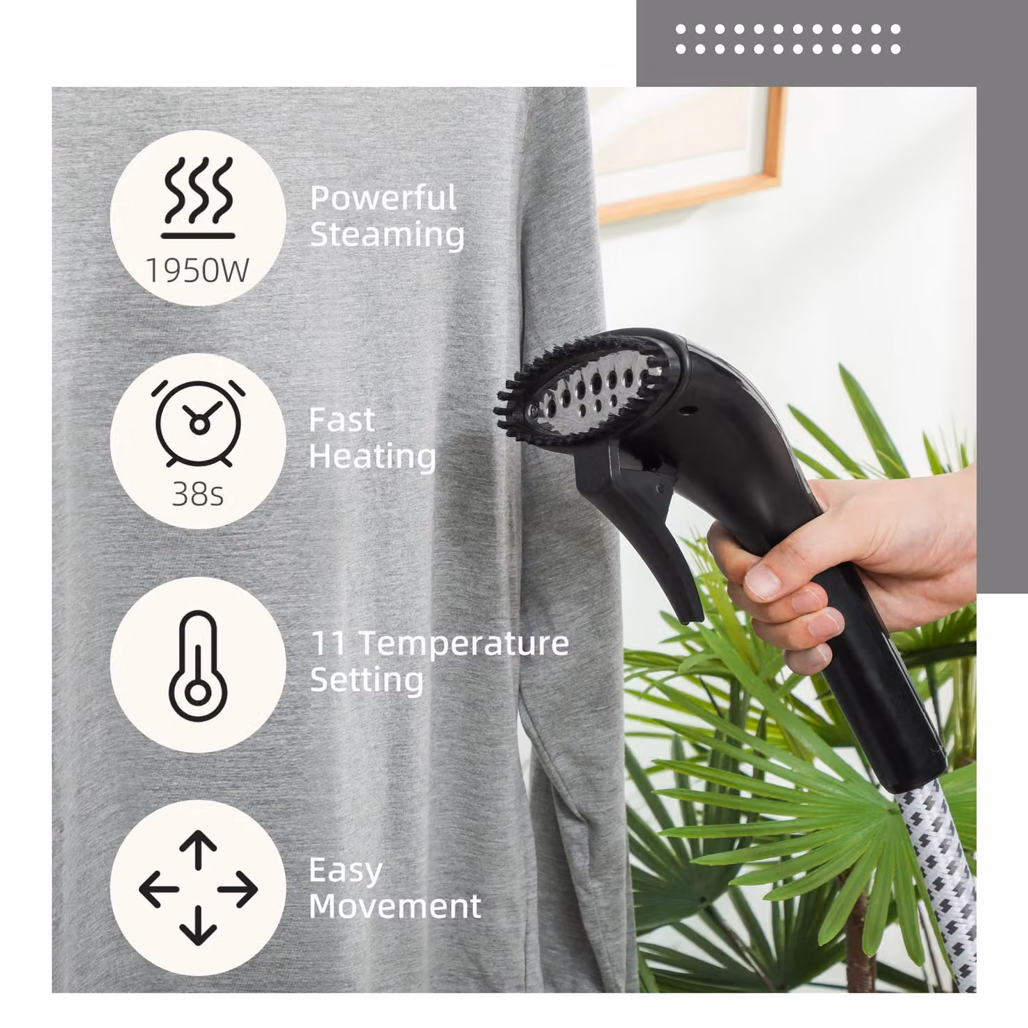 HOMCOM Clothes Steamer with Stand and Adjustable Pole, 11 Steam Levels, Black, Height: 41-110 cm – 4