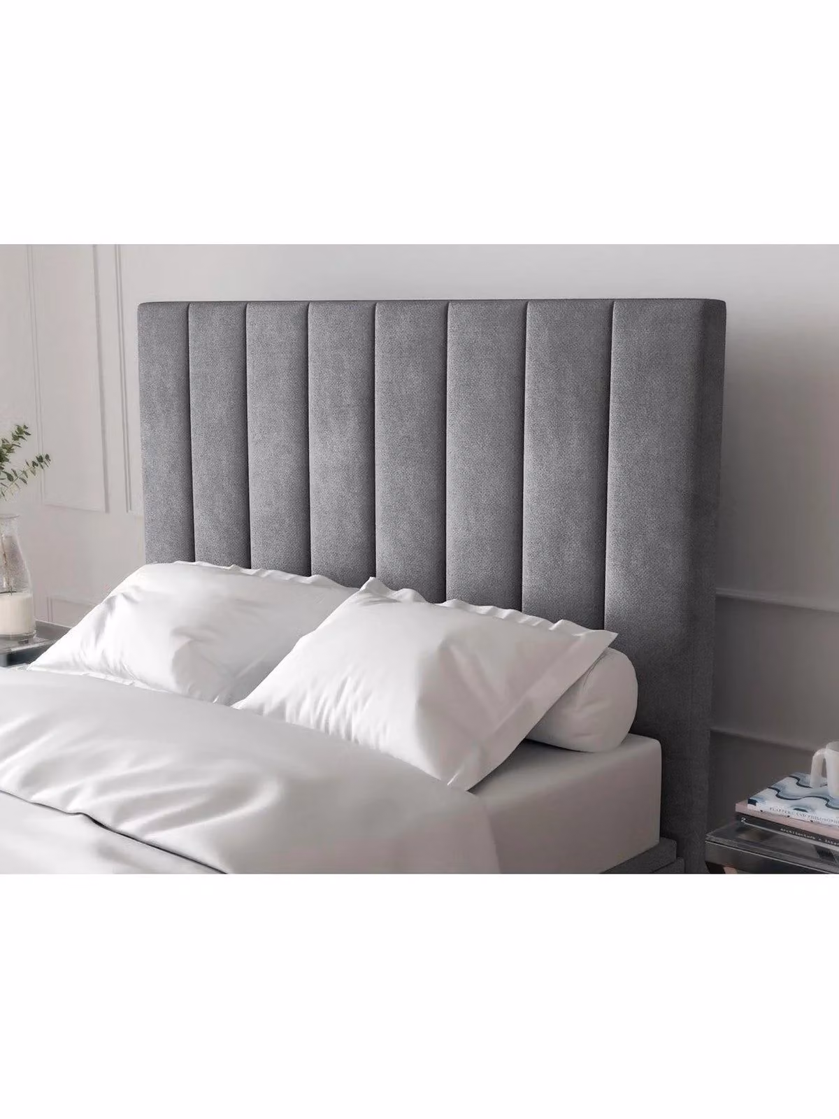 Nova Double Headboard in Grey Upholstered Fabric