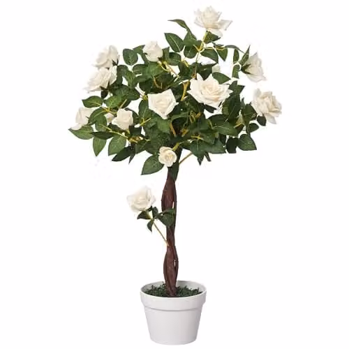 Outsunny White Artificial Rose Tree with 21 Flowers and 350 Silk Leaves, 90 cm Height – 1