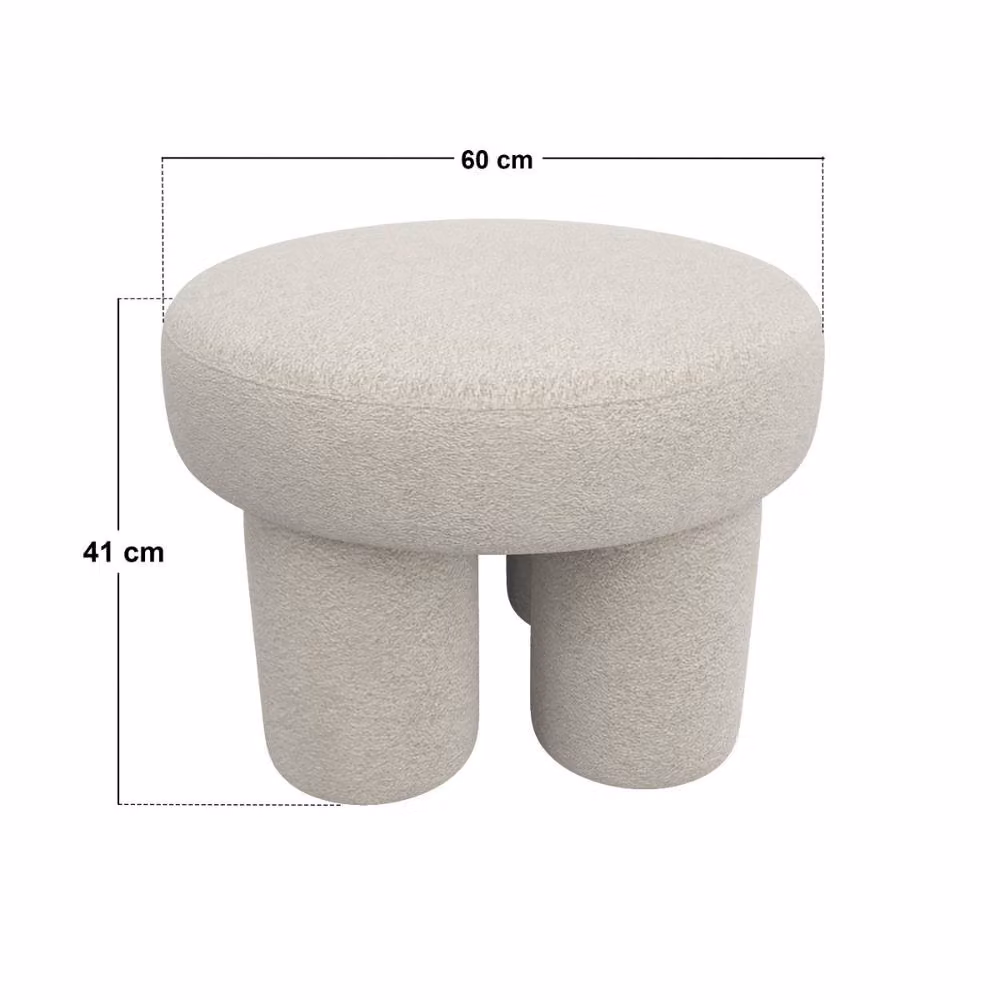 Solace+Co Ferro Pouffe Set in Beige Bouclé Fabric – 4