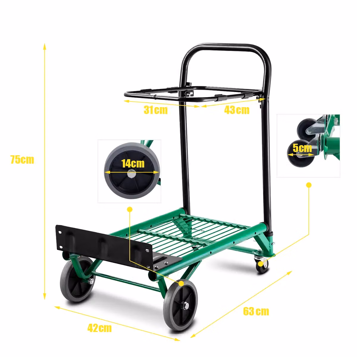 Costway Multi-Purpose Folding Platform Sack Trolley and Hand Truck in Green – 2