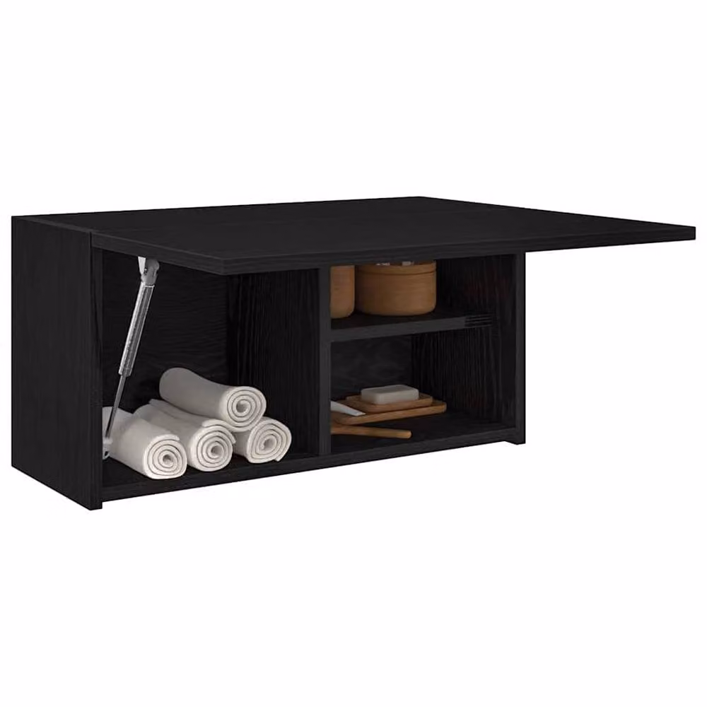 Berkfield Home Black Matt Bathroom Wall Cabinet W: 60 cm, D: 25 cm, H: 30 cm – 2