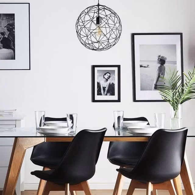 Wyld and Coco Black Industrial Design Open Sphere Hanging Pendant Light – 1