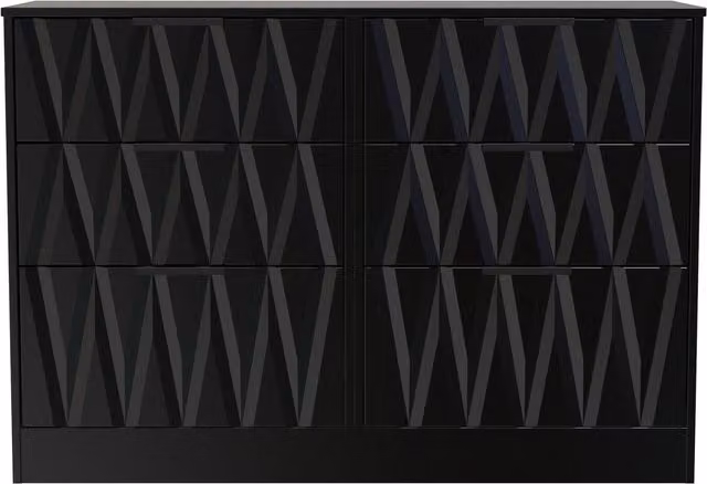 Ready Assembled 2 U Washington 6 Drawer Wide Chest in True Black and Gold – 1