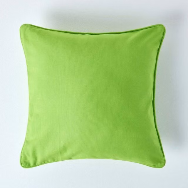 Homescapes Plain Cotton Square Cushion Cover, Green, W/D/H: 30 x 30 x 30 cm
