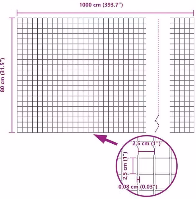 Berkfield Home Modern Welded Wire Fence, Galvanised Steel, Silver, W: 0.8 m, L: 10 m