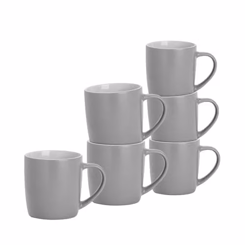 Argon Tableware Stoneware Coffee Mugs, Grey, 350ml, Pack of 6 – 1