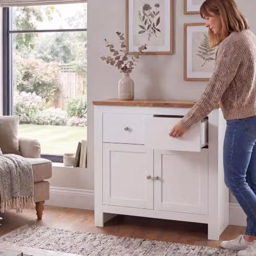 Vida Designs Arlington 2 Door 2 Drawer Sideboard in White and Silver – 5