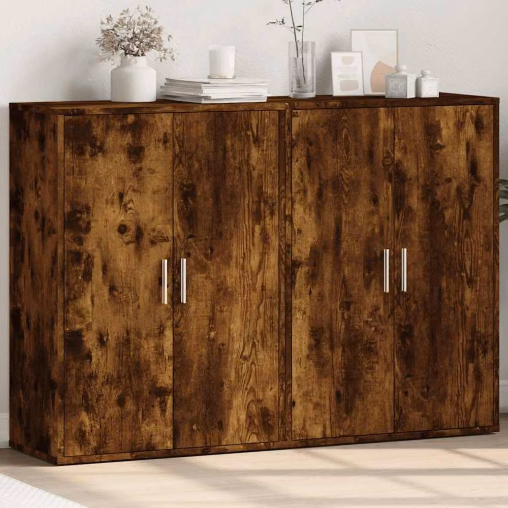 Berkfield Home Set of 2 Smoked Oak Sideboards in Brown, W/D/H: 60 x 31 x 84 cm – 2