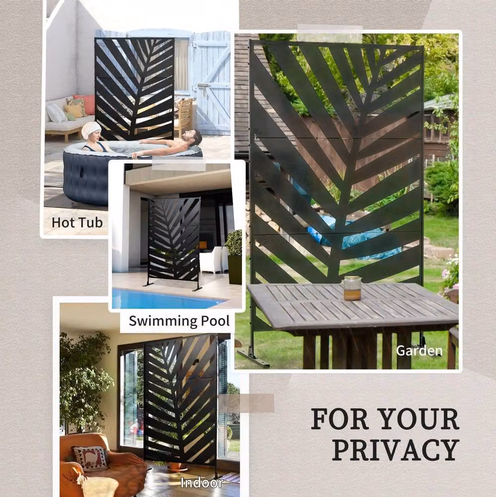 STILVORA Freestanding Garden Privacy Screen, Black, Height: 198 cm – 6