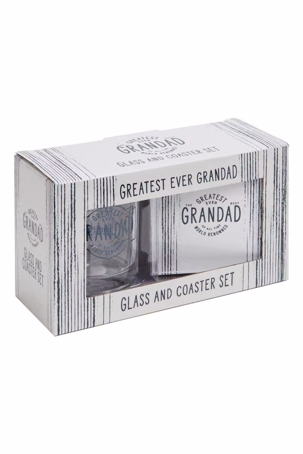 Celebrations KDMD Greatest Grandad Ever Whisky Glass and Coaster Gift Set in Clear – 2