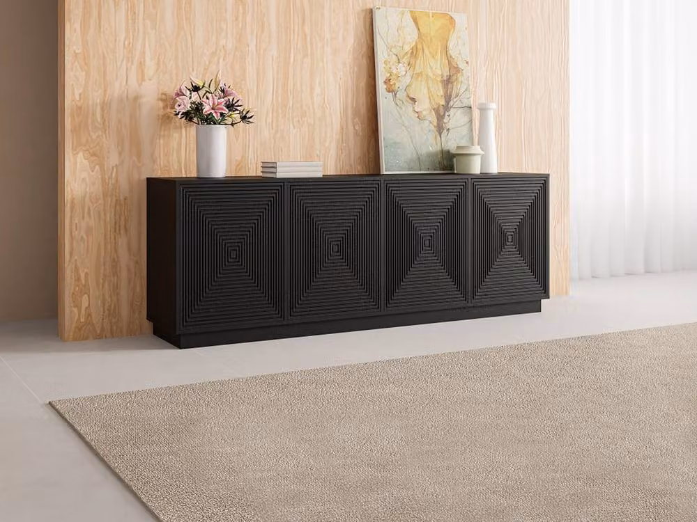 Vente-unique Mezulia Modern Black Sideboard with 4 MDF Doors – 4