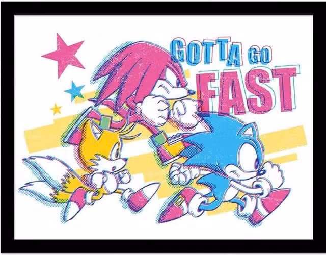 Sonic the Hedgehog Gotta Go Fast Framed Multicolour Graphic Paper Poster