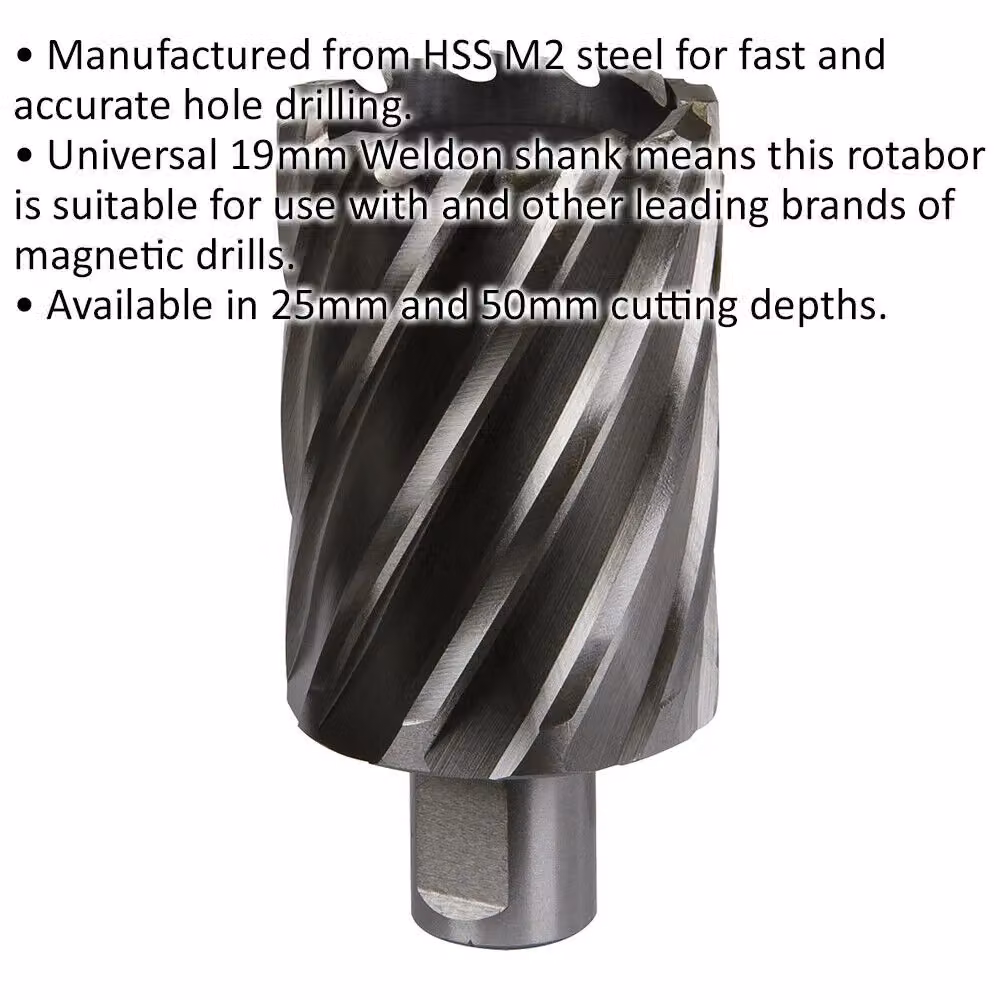 Loops M2 Steel Annular Metal Core Drill Rotabor Cutter with 19mm Shank, Silver – 2