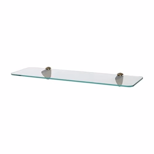 Harbour Housewares Rounded Floating Glass Bathroom Shelf, Gold and Transparent, W: 50 cm, D: 13 cm, H: 0.5 cm