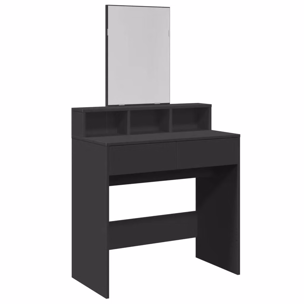 Berkfield Home Modern Dressing Table with Mirror in Black, W: 80 cm, D: 41 cm, H: 144.5 cm – 2