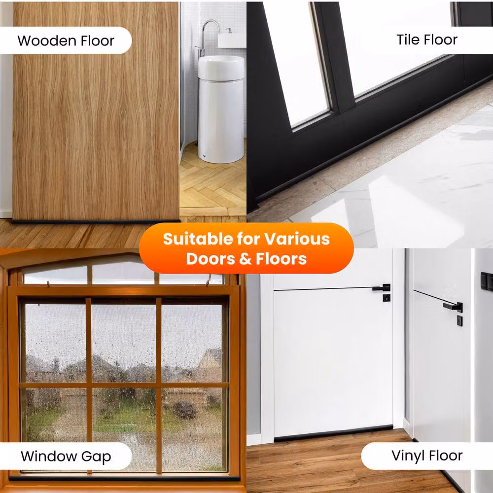 Volila 2-Pack Double Sided Black Door Bottom Draught Excluder – 7