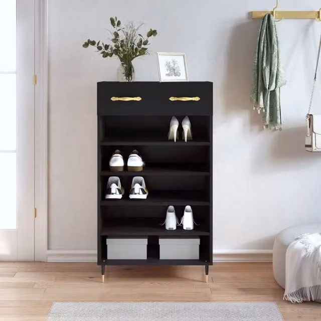 Berkfield Home Industrial Black Shoe Cabinet with Doors and Drawers W/D/H: 60 x 35 x 105 cm – 1