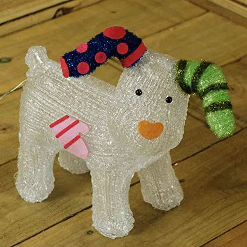 Snowtime The Snowdog Christmas Acrylic Tabletop Decoration, White, Height: 31 cm – 2