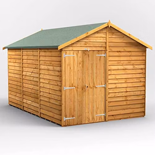 Powersheds Premium Apex Garden Overlap Wooden Shed in Natural Brown (Windowless) – 1