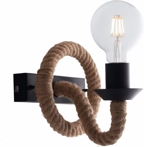 Netlighting Industrial Rope Wall Lamp in Black and Beige with E27 Fitting