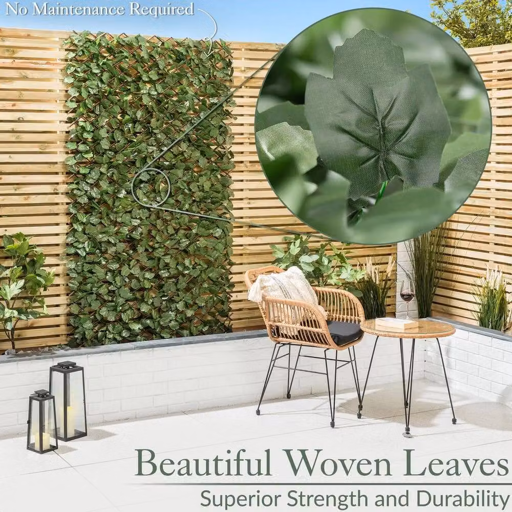 NESTLUNE Expandable Artificial Ivy Leaf Garden Trellis in Green, W: 100 cm, D: 15 cm – 2