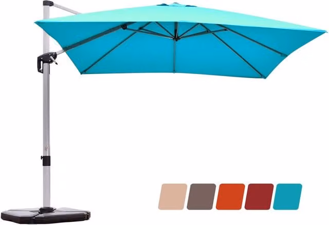 COSTWAY Cantilever Garden Offset Parasol Umbrella in Blue Turquoise