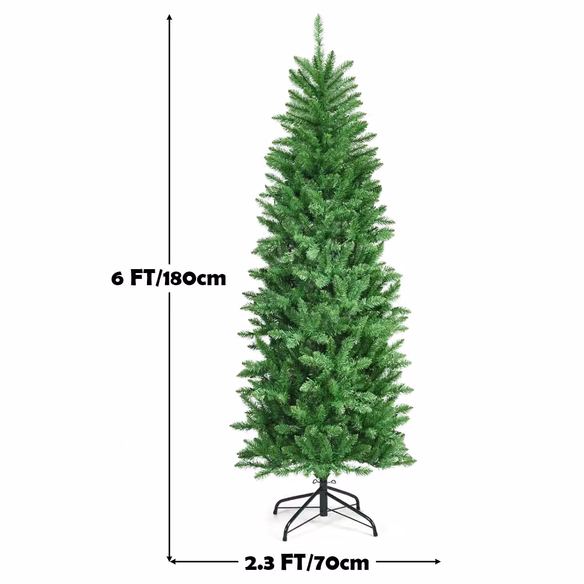 Costway 6ft Pre-Lit Artificial Pencil Christmas Tree in Green – 2