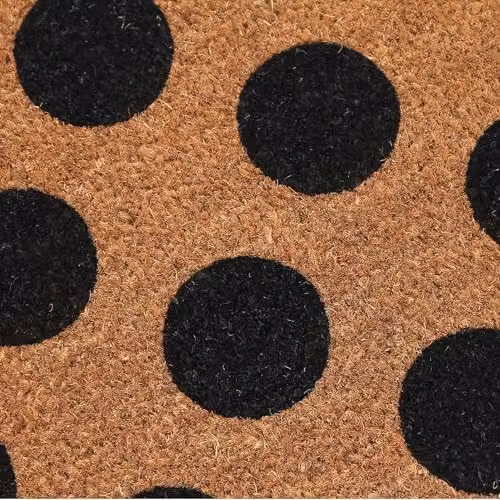 Coco&Coir Polka Beauty Indoor/Outdoor Non-Slip Coir Door Mat, Brown, W: 45 cm, D: 75 cm, H: 1.5 cm – 3