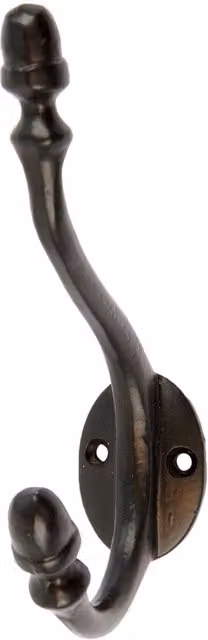 Hammer and Tongs Antique Deco Wall Hook in Black Iron, H: 13.5 cm, W: 3 cm – 5