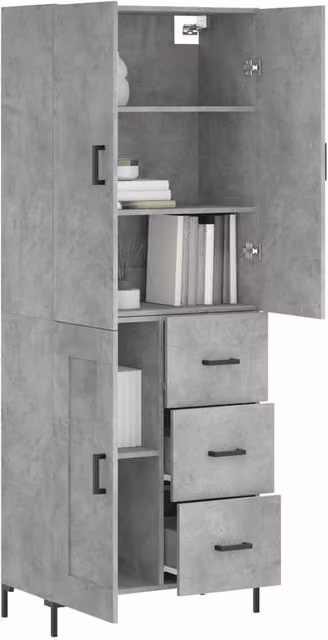 Berkfield Home Highboard in Concrete Grey, W: 69.5 cm, D: 34 cm, H: 180 cm – 1