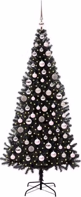Berkfield Home Lush Christmas Tree with 300 LEDs and Stand, Black, Height: 180 cm – 1
