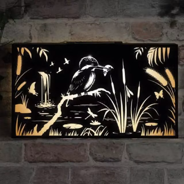 Betley Butterfly Solar Kingfisher LED Wall Panel Garden Decor in Black