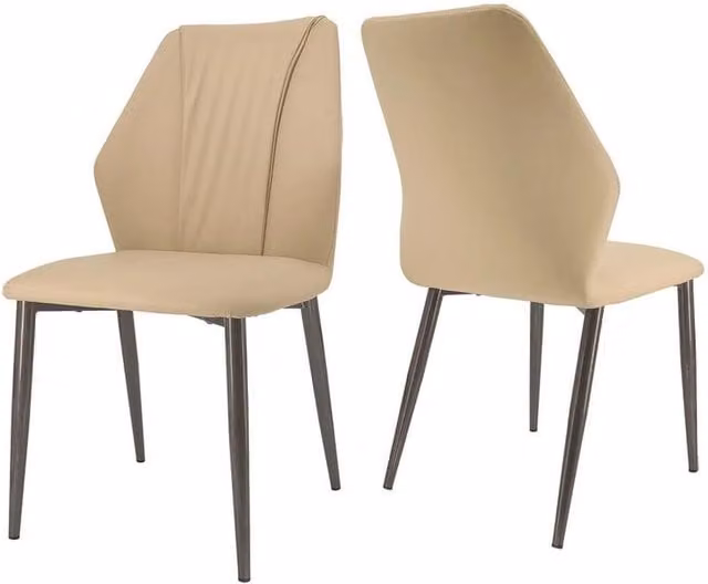 ERGOVEXA Set of 2 Modern Upholstered Dining Chairs in Light Khaki and Gun-grey Microfibre – 1