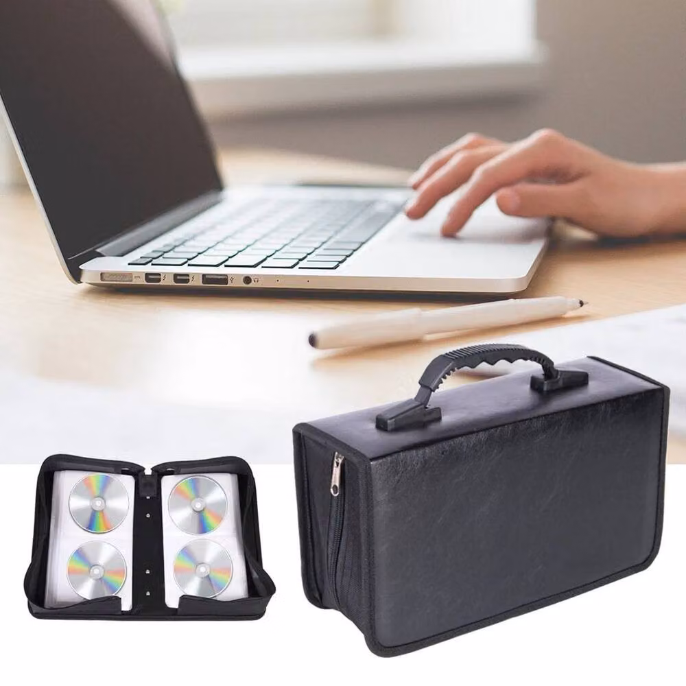 EONLION 128 CD/DVD Storage Wallet and Car Disc Holder in Black, Width: 50 cm – 3