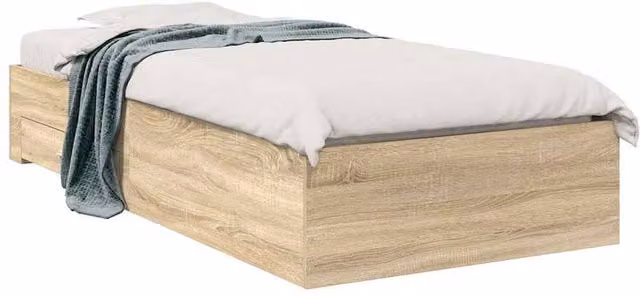 Berkfield Home Modern Sonoma Oak Bed Frame in Light Brown, Engineered Wood, W/D/H: 90 x 190 cm – 1