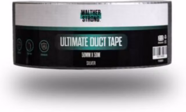 Walther Strong Ultimate Cloth Duct Tape in Silver and White, Width: 50 mm, Length: 50 m