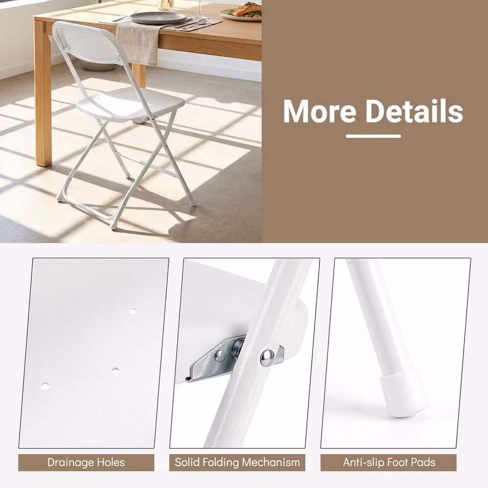 Gymax 4 Pack of White Metal Folding Chairs for Home, Office or Dining Room – 7