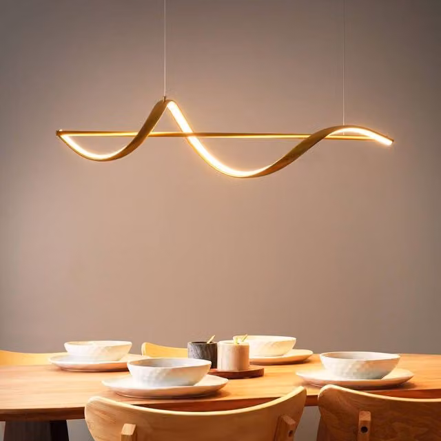 Wyld and Coco Minimalist LED Suspended Pendant Lamp in Gold Aluminium – 1