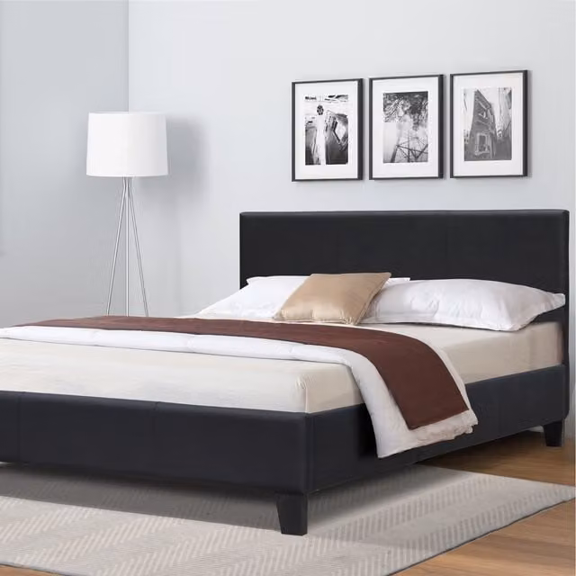 Comfy Living Modern Faux Leather Bedframe in Brown, W/D/H: 120 x 200 cm