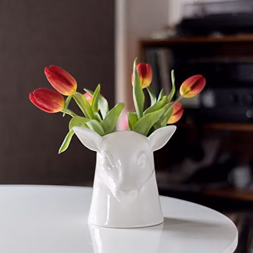Suck UK Ceramic Stag Utensil Holder, White, W/D/H: 20 x 19.5 x 19 cm – 3