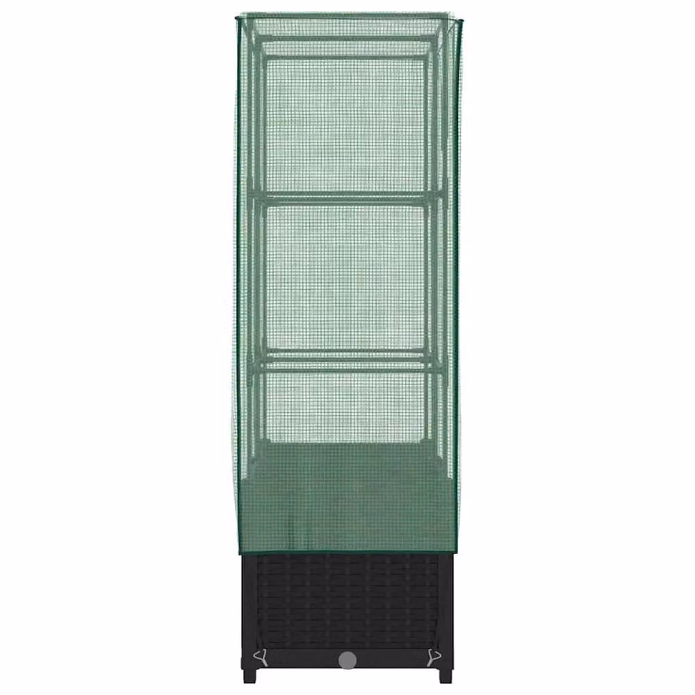 Berkfield Home Raised Bed with Greenhouse Cover in Black Rattan Look, W/D/H: 80 x 40 x 138 cm – 2