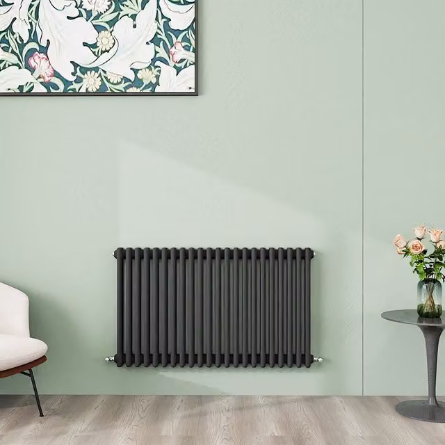 AicaBathroom Horizontal Traditional Cast Iron Style 3 Column Radiator in Anthracite Grey, W: 60 cm, H: 101 cm