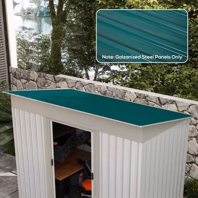 OUTSUNNY Pack of 12 Green Galvanised Steel Metal Roofing Sheets for Greenhouse and Shed – 1