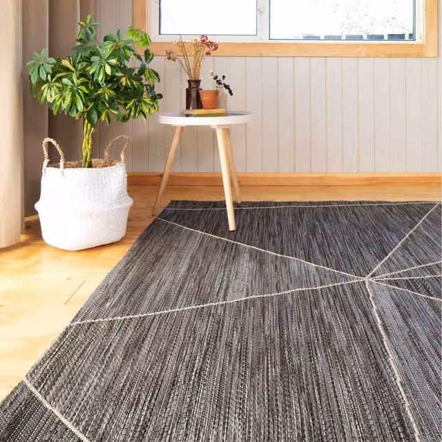 The Rug House Moroccan Geometric Outdoor Rug in Grey, W: 110 cm, D: 60 cm