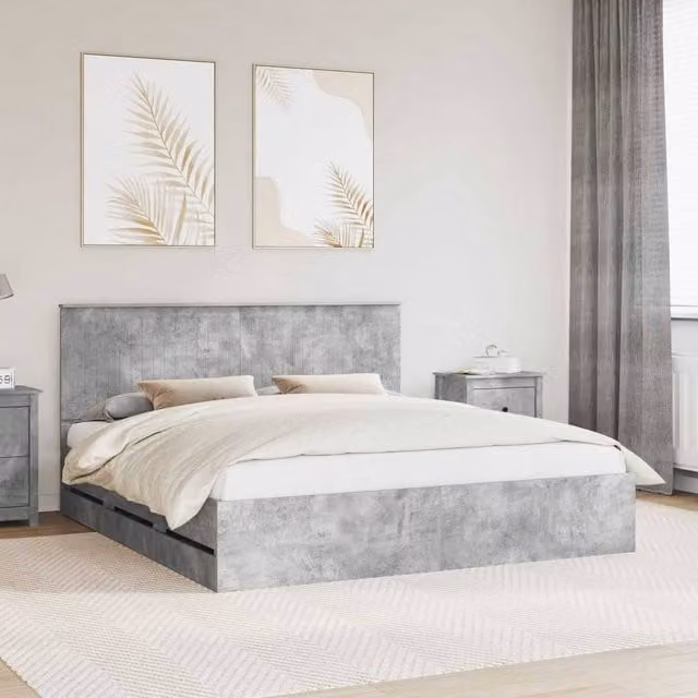 Berkfield Home Modern Bed Frame with Drawers in Concrete Grey, Engineered Wood, 180 x 200 cm – 1