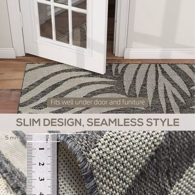 HOMCOM Grey Geometric Pattern Rectangular Area Rug, W/D/H: 120 x 170 x 0.5 cm