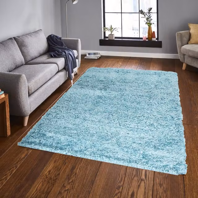 Roseley Modern Shaggy Rug in Petrol, Grey, Beige or Turquoise, Width: 230 cm